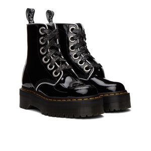 NWOT Dr. Martens Molly Platform Boots in Black Patent Leather - Size US 5